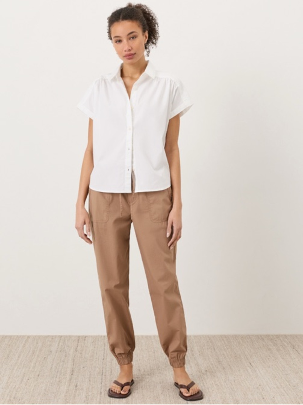 PACT ORGANIC STRETCH POPLIN JOGGER SIZE LARGE IN DRIFTWOOD